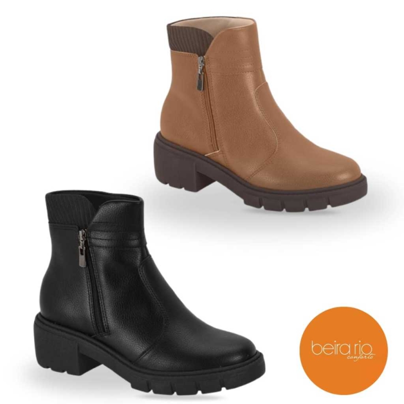 Bota Feminina Beira Salto Bloco Cano Curto Ref.9077.211