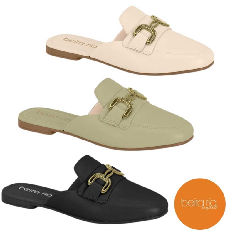 Mule Bico Quadrado com fivela Beira Rio Original Re.4323.100