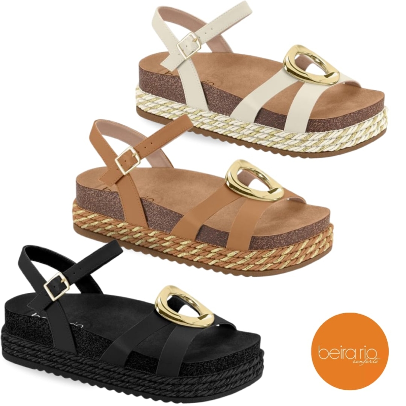 Sandalia Flat Papete com Fivela Beira Rio Ref.8546.207 - Image 2