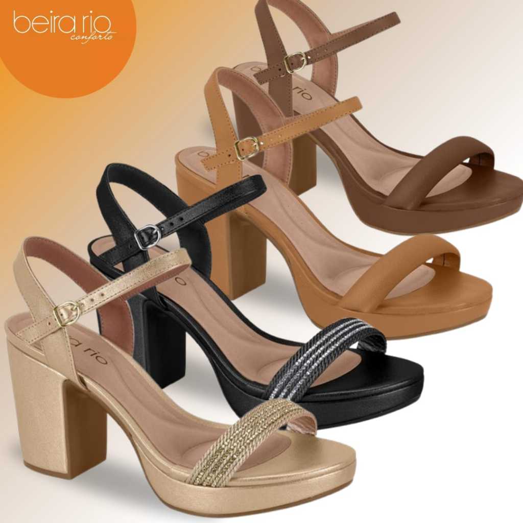 Sandália Salto Alto Bloco Beira Rio Conforto Ref.8371.222