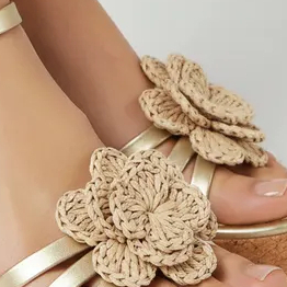 Sandália Anabela Feminina Via Uno com Aplique de Flor Original - Imagem 7