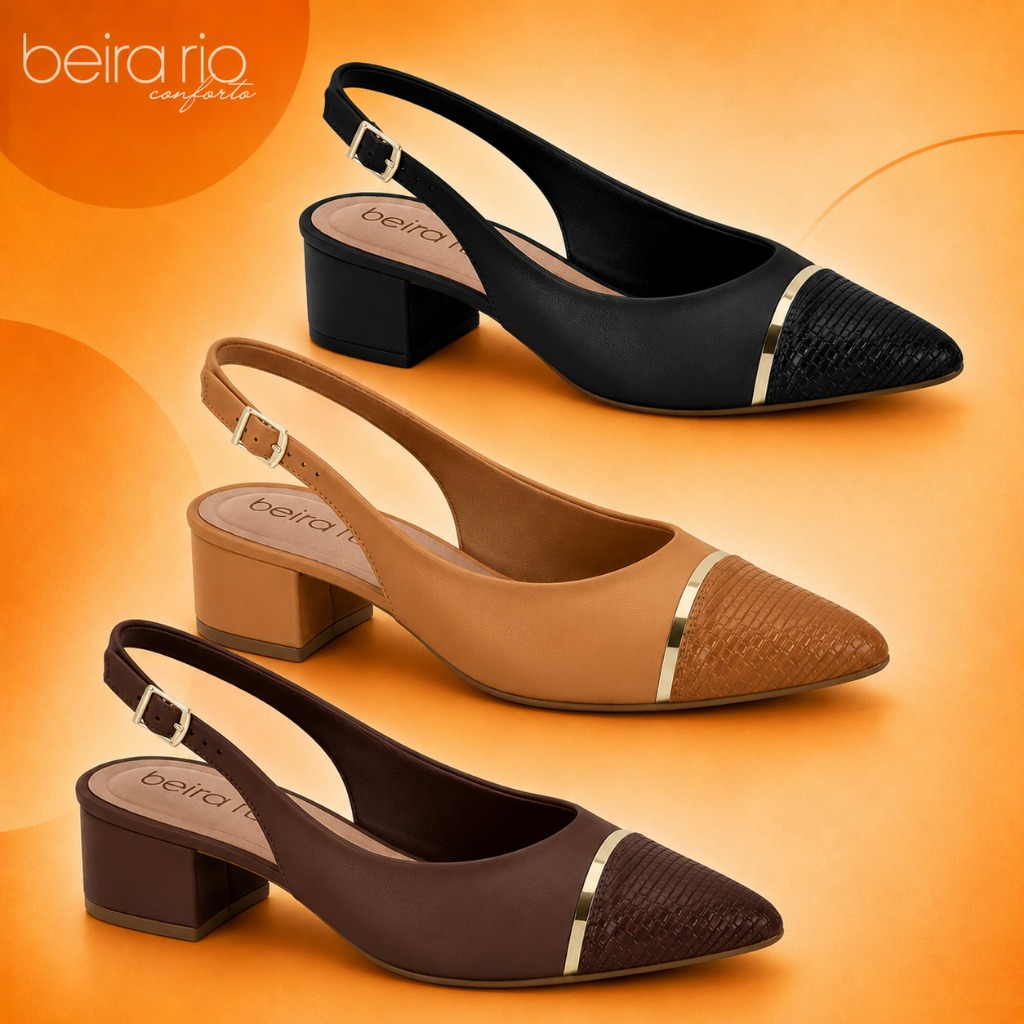 Scarpin Feminino Beira Rio Salto Bloco Bico Fino Elegante Ref. 4182.237