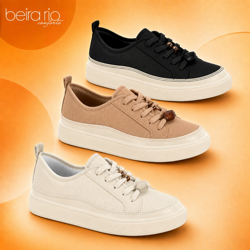 Tenis Casual Beira Rio Conforto Com Aplicações no Cadarço Ref.4294.412