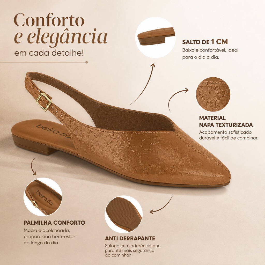 Sapatilha Slingback Feminina Beira Rio Ref. 4134.1028 - Imagem 2